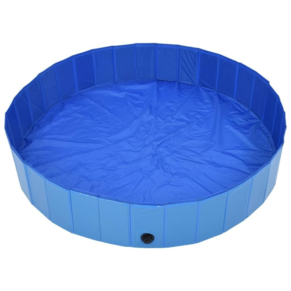 Foldable Dog Swimming Pool Blue 160x30 cm PVC Puppy Bath Collapsible Bathing for Cats Playing Kids Bathtub Pet Supplies Image 4