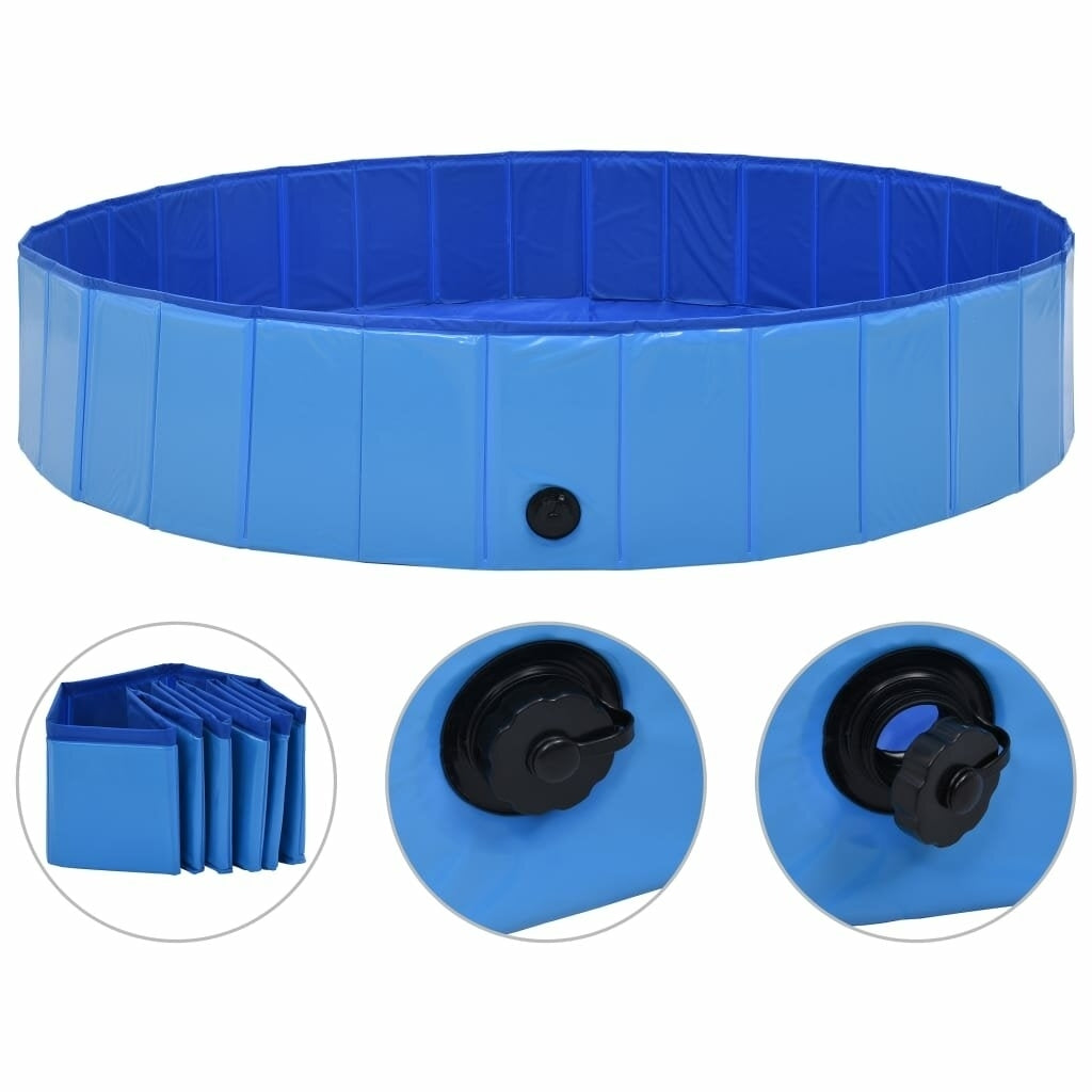 Foldable Dog Swimming Pool Blue 160x30 cm PVC Puppy Bath Collapsible Bathing for Cats Playing Kids Bathtub Pet Supplies Image 5