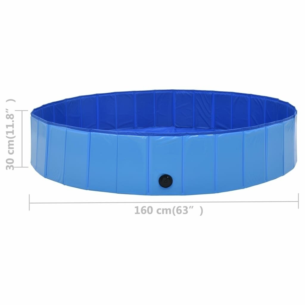 Foldable Dog Swimming Pool Blue 160x30 cm PVC Puppy Bath Collapsible Bathing for Cats Playing Kids Bathtub Pet Supplies Image 8