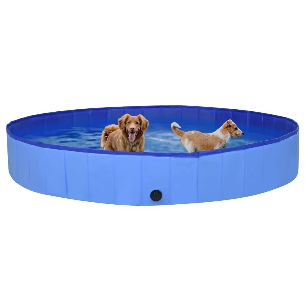 Foldable Dog Swimming Pool Blue 300x40 cm PVC Puppy Bath Collapsible Bathing for Cats Playing Kids Bathtub Pet Supplies Image 1