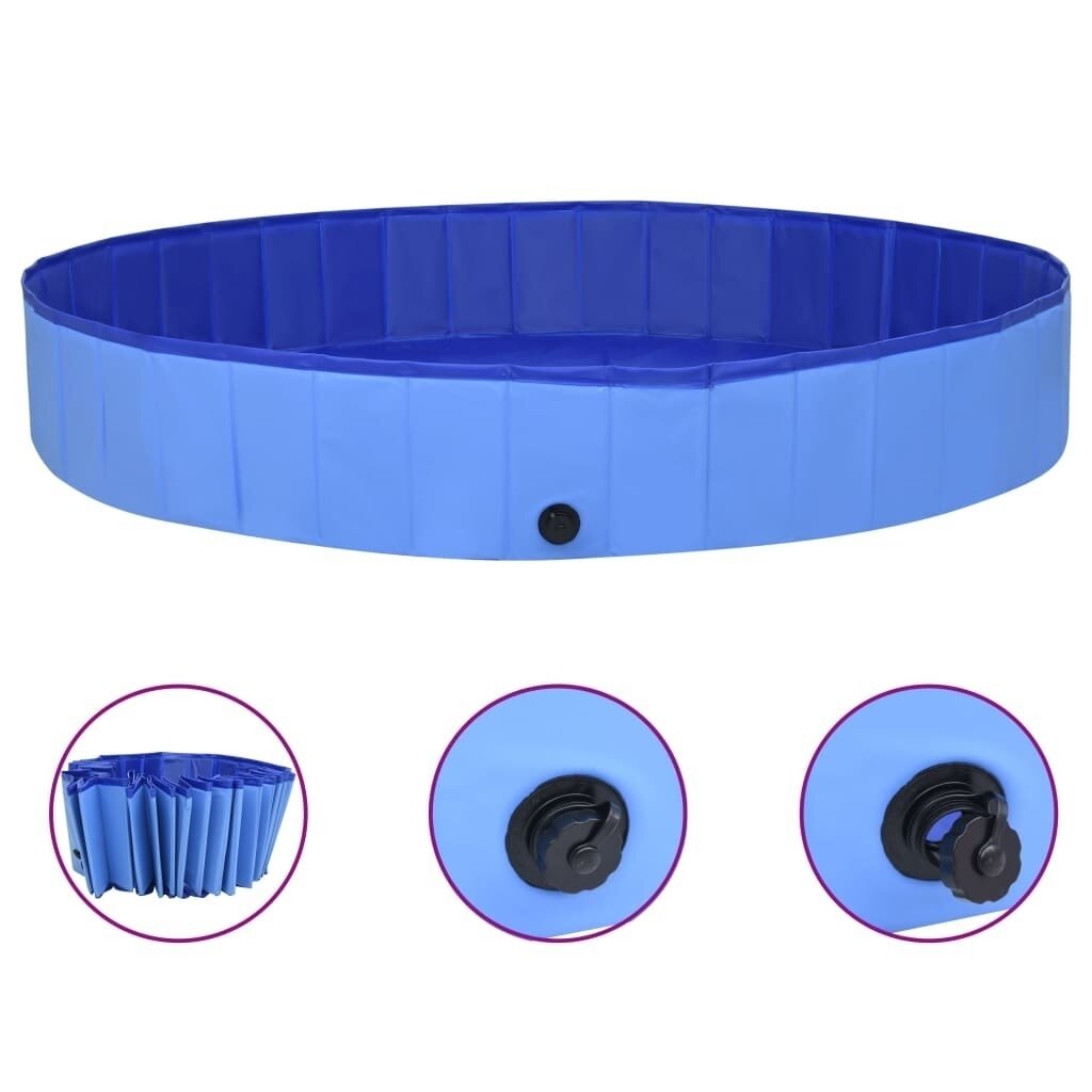 Foldable Dog Swimming Pool Blue 300x40 cm PVC Puppy Bath Collapsible Bathing for Cats Playing Kids Bathtub Pet Supplies Image 2