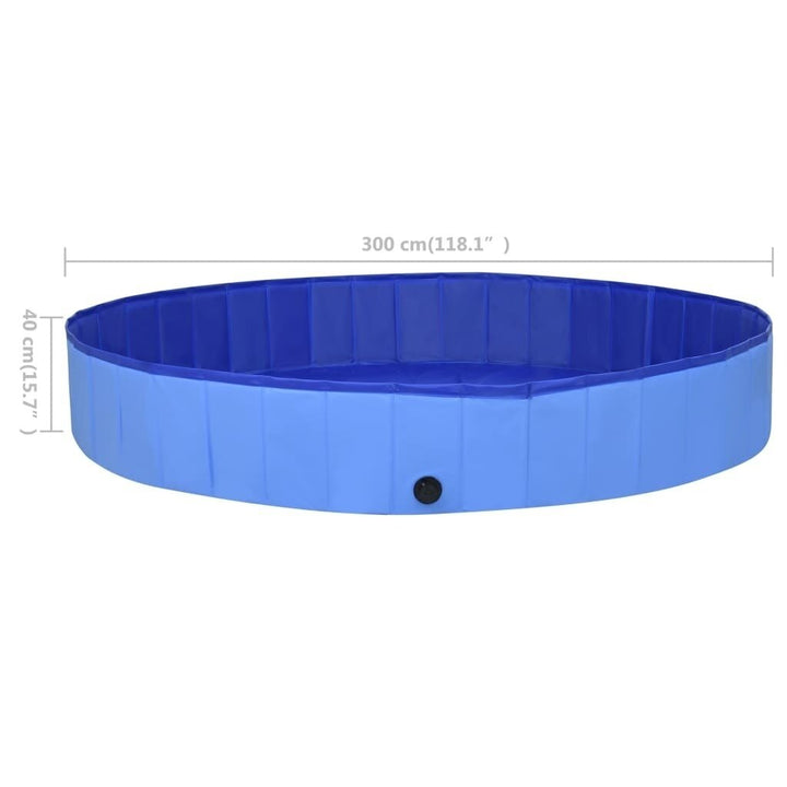 Foldable Dog Swimming Pool Blue 300x40 cm PVC Puppy Bath Collapsible Bathing for Cats Playing Kids Bathtub Pet Supplies Image 9