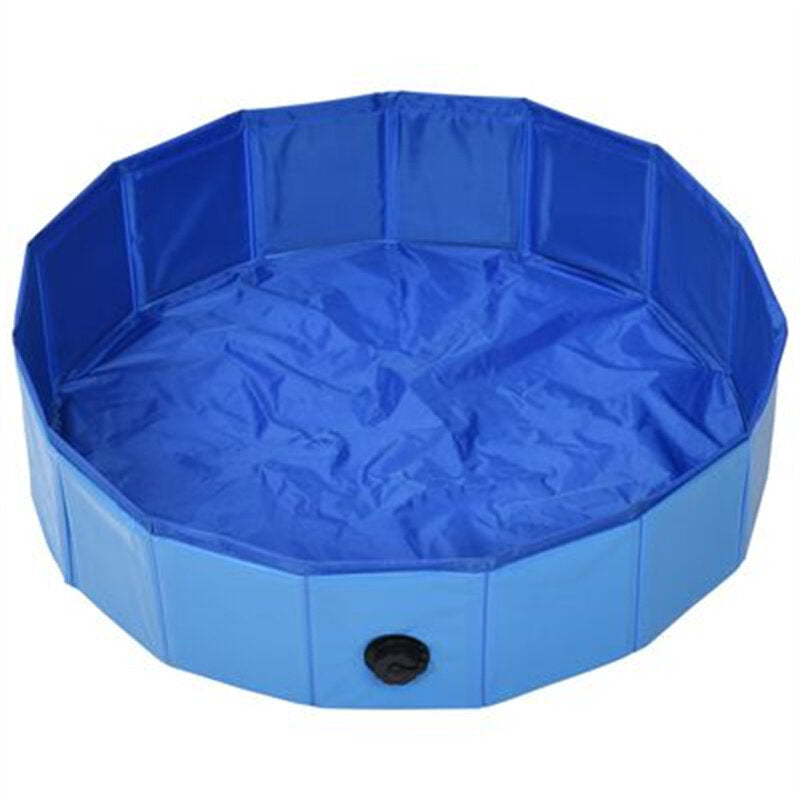 Foldable Dog Swimming Pool Blue PVC Foldable Bathing Bathtub Cooling Mat Image 6