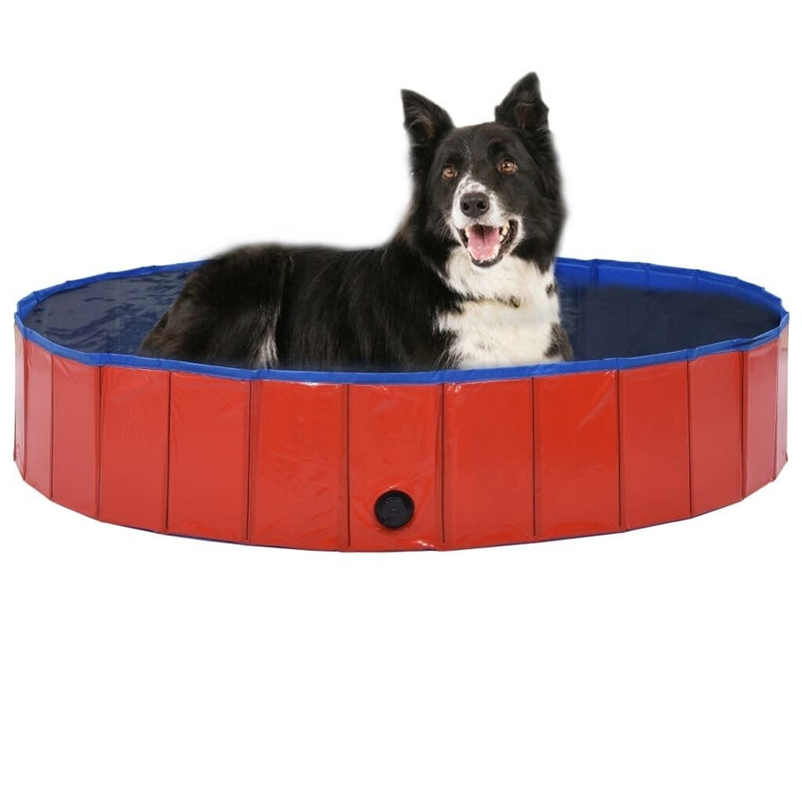 Foldable Dog Swimming Pool Red 160x30 cm PVC Puppy Bath Collapsible Bathing for Cats Playing Kids Bathtub Pet Supplies Image 1