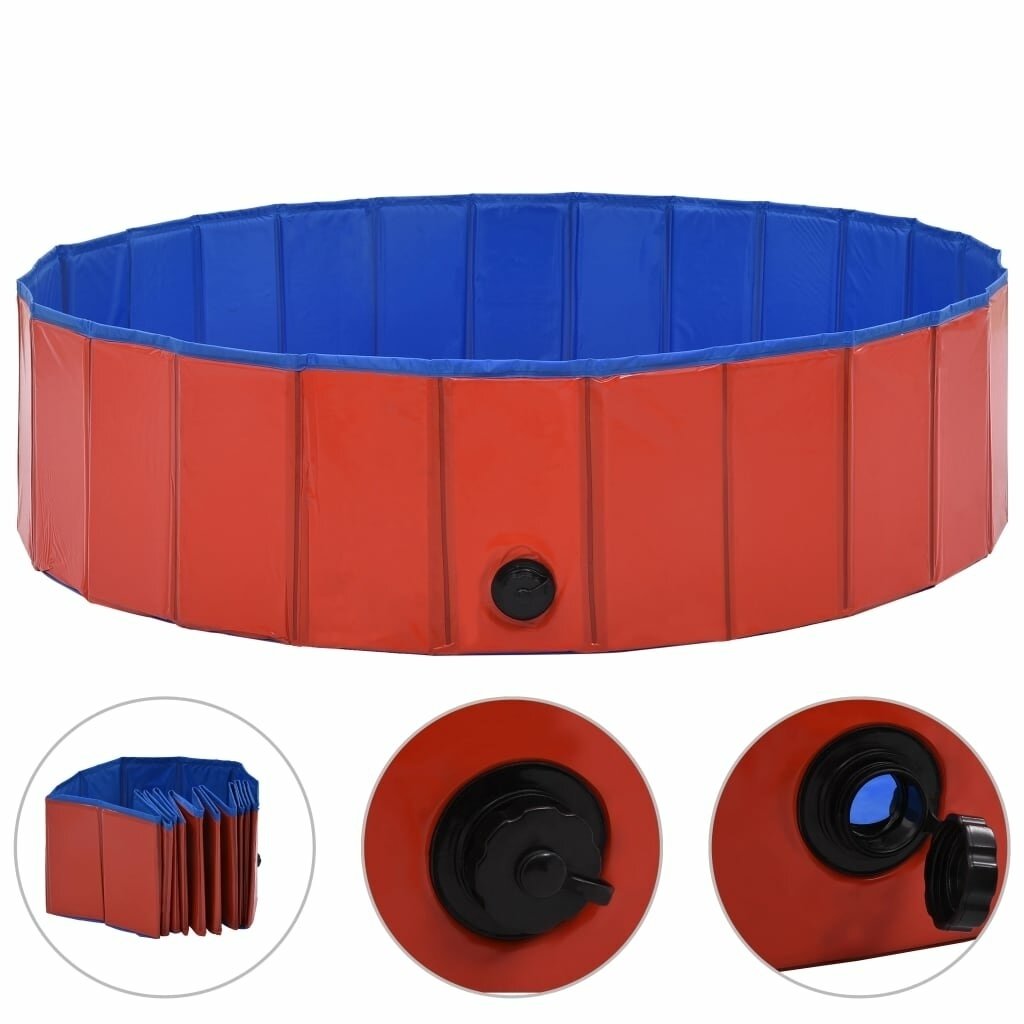 Foldable Dog Swimming Pool Red 120x30 cm PVC Puppy Bath Collapsible Bathing for Cats Playing Kids Bathtub Pet Supplies Image 5