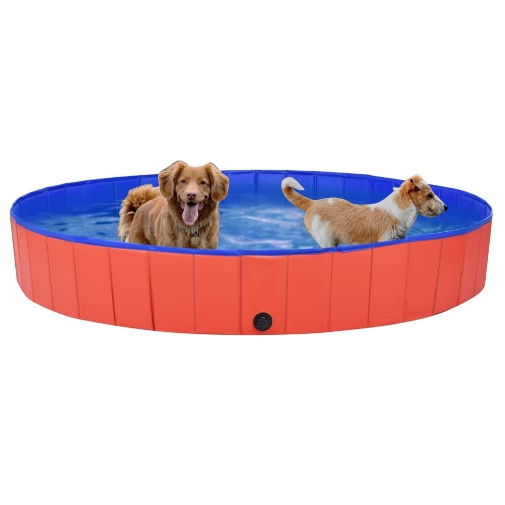 Foldable Dog Swimming Pool Red 200x30 cm PVC Puppy Bath Collapsible Bathing for Cats Playing Kids Bathtub Pet Supplies Image 1