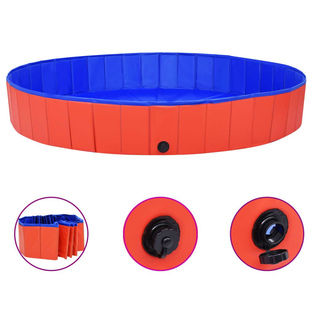 Foldable Dog Swimming Pool Red 200x30 cm PVC Puppy Bath Collapsible Bathing for Cats Playing Kids Bathtub Pet Supplies Image 4