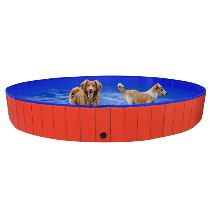 Foldable Dog Swimming Pool Red 300x40 cm PVC Puppy Bath Collapsible Bathing for Cats Playing Kids Bathtub Pet Supplies Image 1