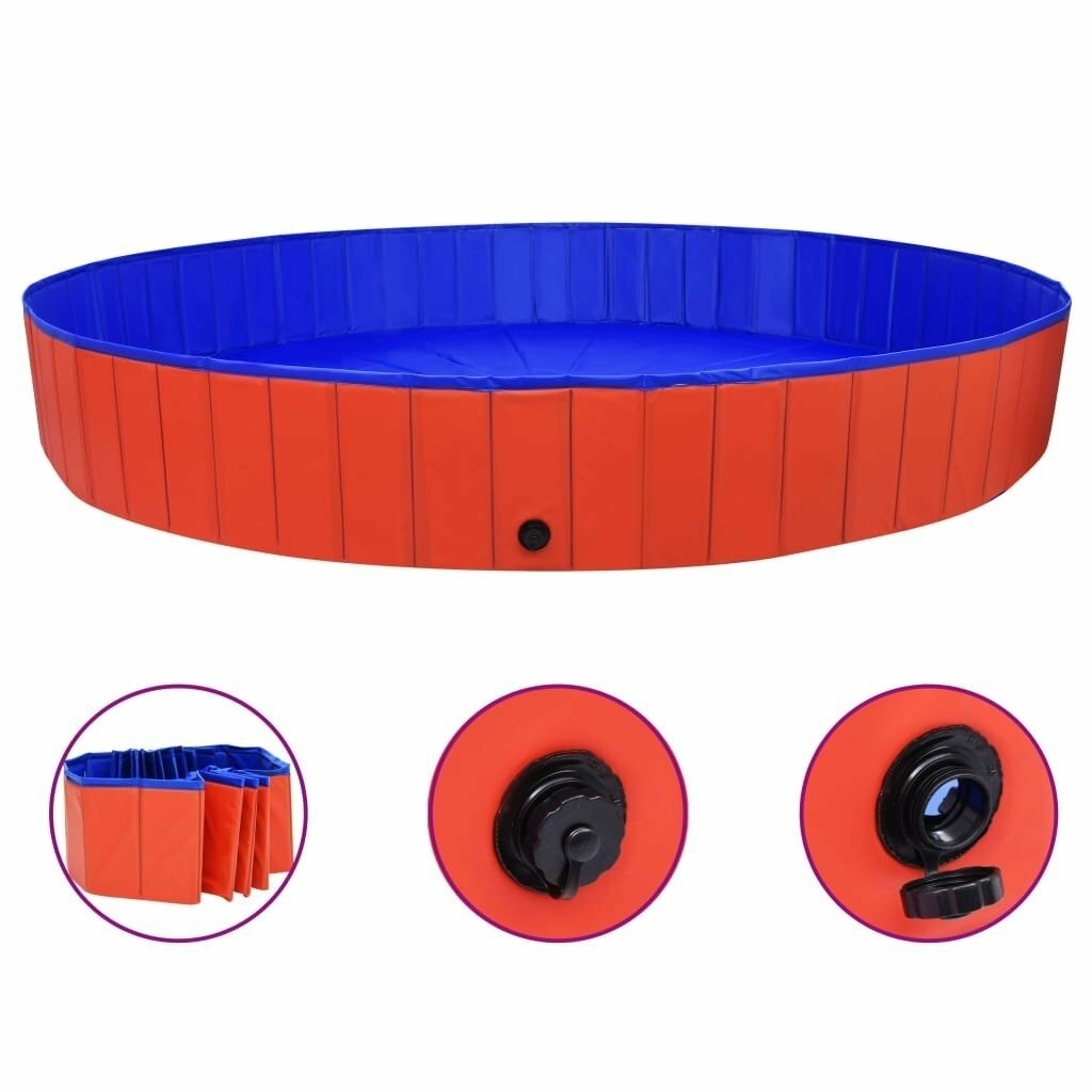 Foldable Dog Swimming Pool Red 300x40 cm PVC Puppy Bath Collapsible Bathing for Cats Playing Kids Bathtub Pet Supplies Image 2