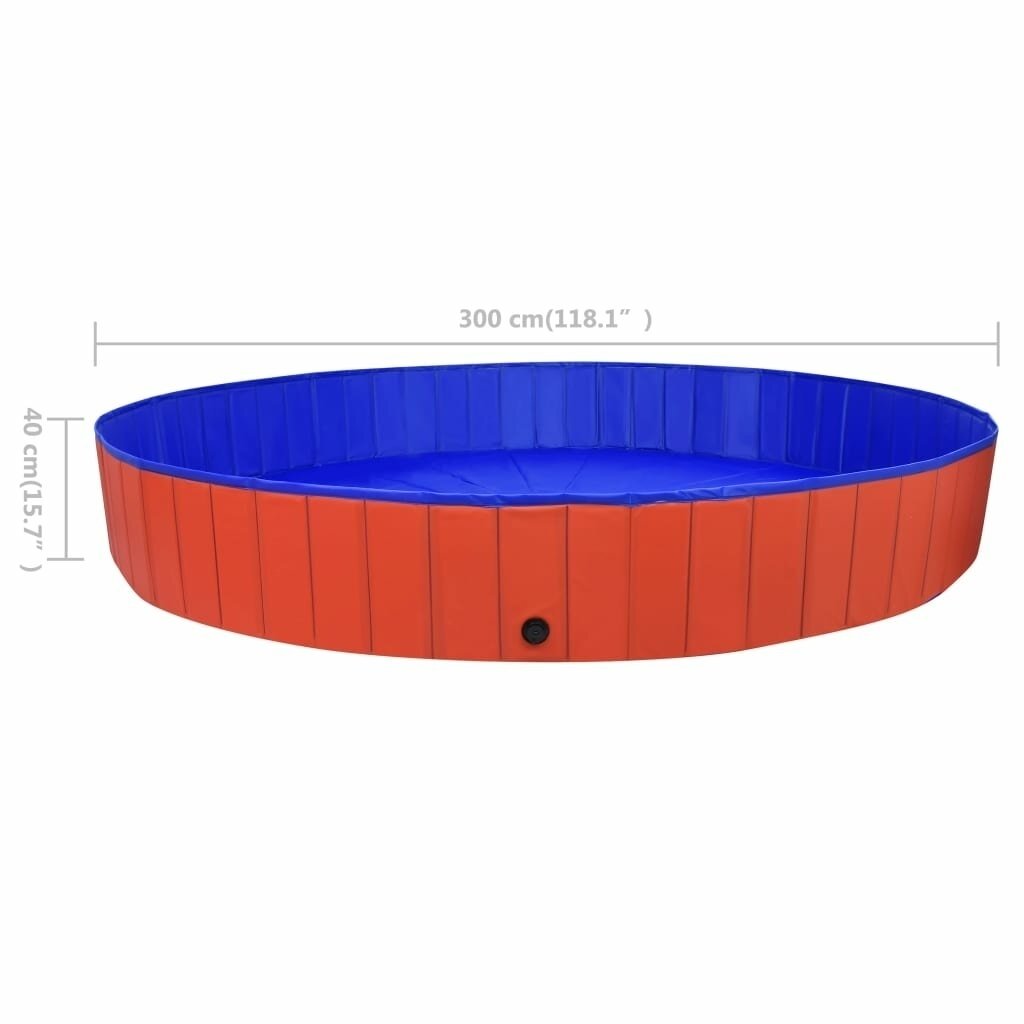 Foldable Dog Swimming Pool Red 300x40 cm PVC Puppy Bath Collapsible Bathing for Cats Playing Kids Bathtub Pet Supplies Image 9