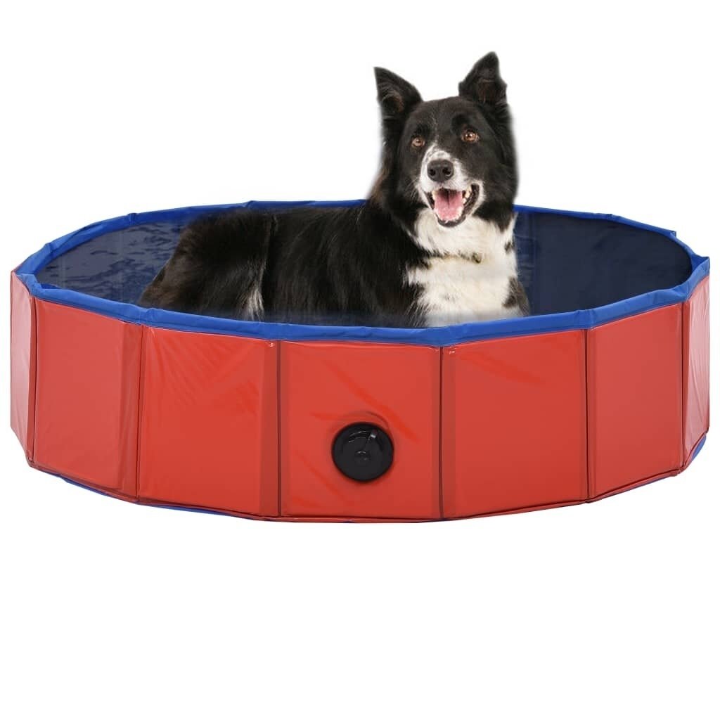 Foldable Dog Swimming Pool Red 80x20 cm PVC Puppy Bath Collapsible Bathing for Cats Playing Kids Bathtub Pet Supplies Image 1