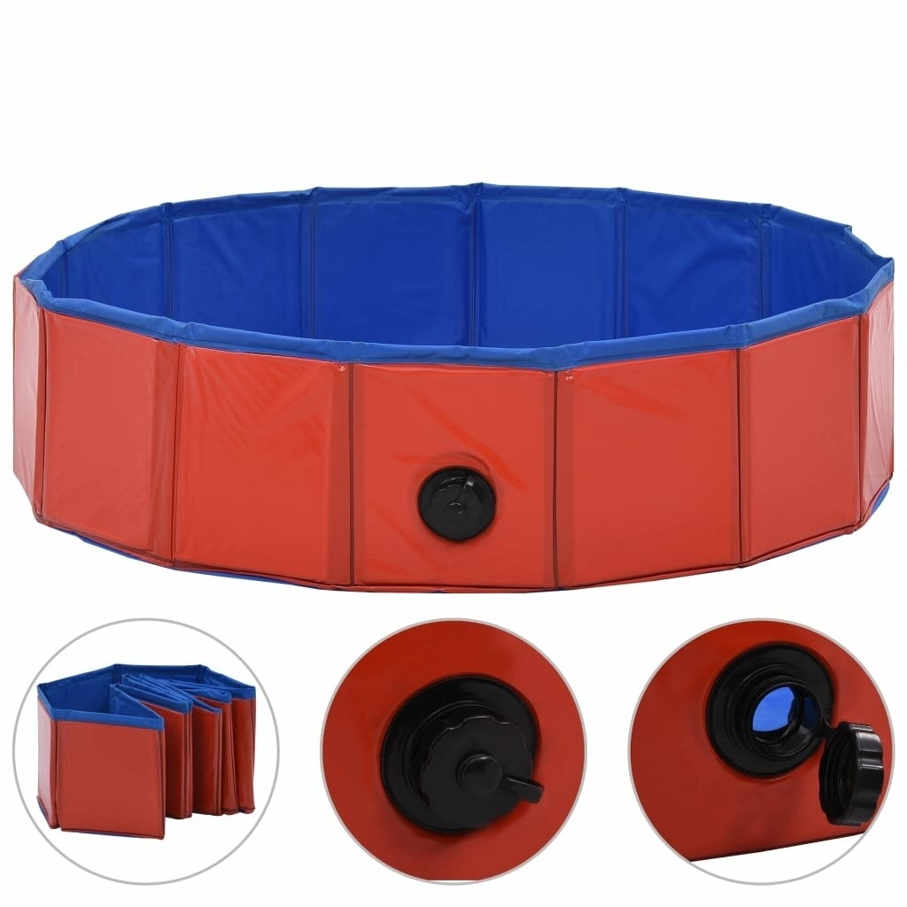 Foldable Dog Swimming Pool Red 80x20 cm PVC Puppy Bath Collapsible Bathing for Cats Playing Kids Bathtub Pet Supplies Image 5