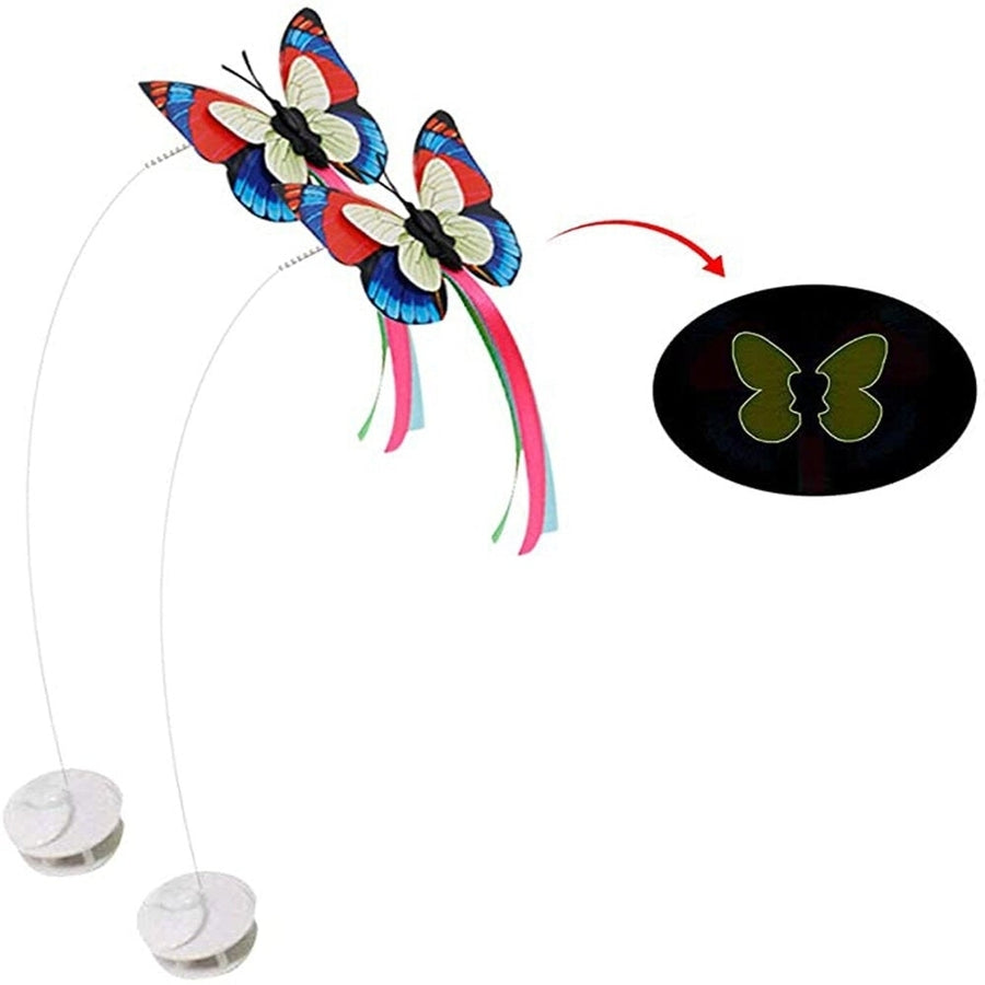 Electric Vibrate Rotating Cat Toys Funny Exercise Cat Toys Teaser with Butterfly Replacement for Pet Toy Image 1