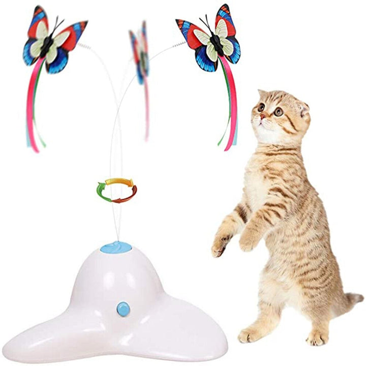 Electric Vibrate Rotating Cat Toys Funny Exercise Cat Toys Teaser with Butterfly Replacement for Pet Toy Image 3