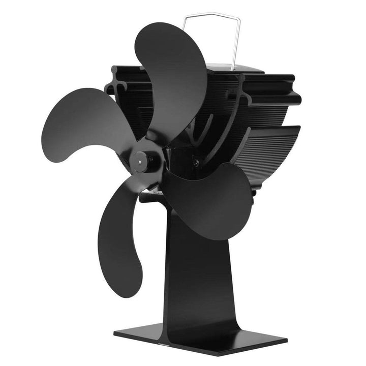 Fireplace Fan Heat Powered Stove Fan Black 4 Blades Quiet Fireplace Fan Efficient Heat Distribution Stove Fan Image 1