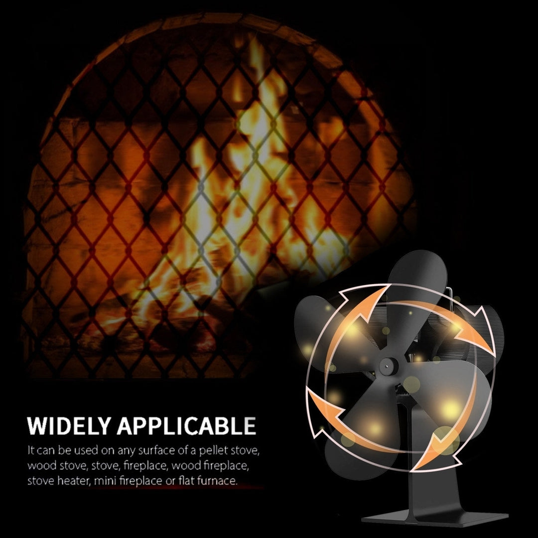 Fireplace Fan Heat Powered Stove Fan Black 4 Blades Quiet Fireplace Fan Efficient Heat Distribution Stove Fan Image 3