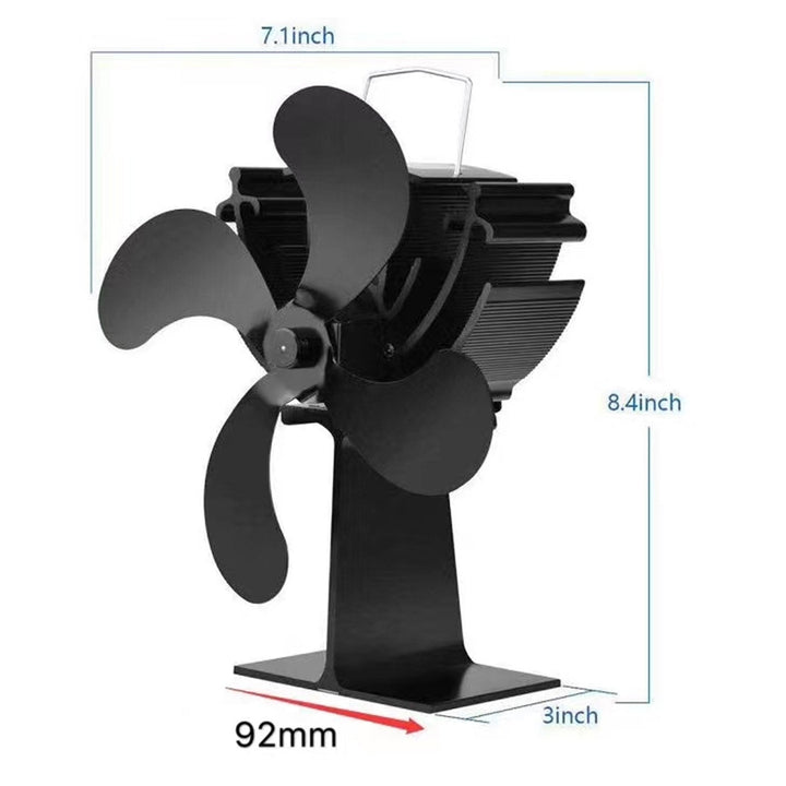 Fireplace Fan Heat Powered Stove Fan Black 4 Blades Quiet Fireplace Fan Efficient Heat Distribution Stove Fan Image 6