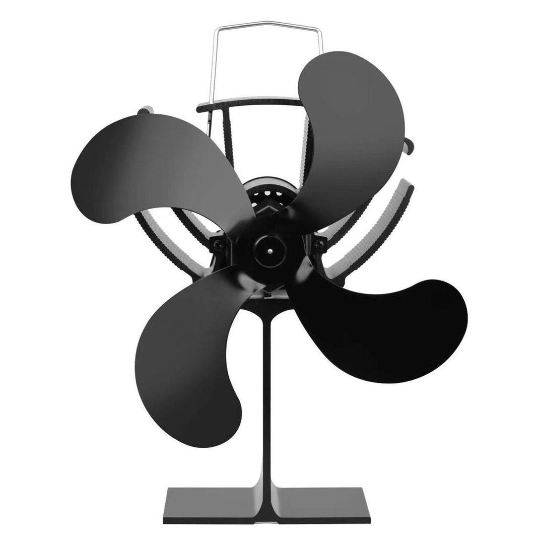 Fireplace Fan Heat Powered Stove Fan Black 4 Blades Quiet Fireplace Fan Efficient Heat Distribution Stove Fan Image 7