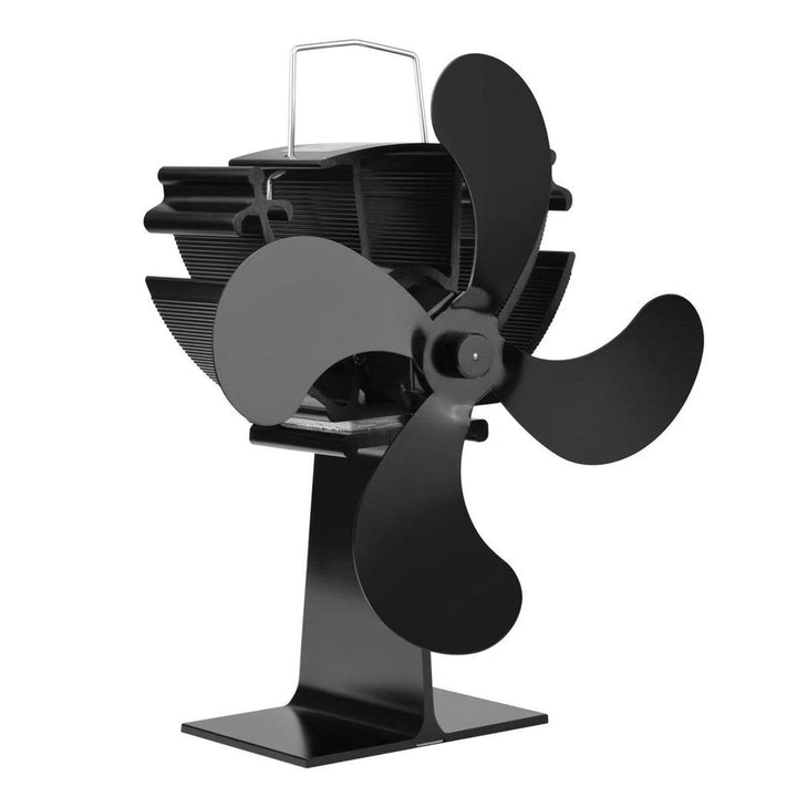 Fireplace Fan Heat Powered Stove Fan Black 4 Blades Quiet Fireplace Fan Efficient Heat Distribution Stove Fan Image 8