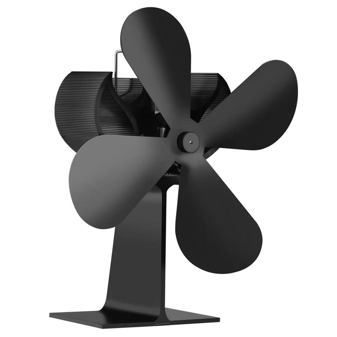 Fireplace Fan Heat Powered Stove Fan Black 4 Blades Quiet Fireplace Fan Efficient Heat Distribution Stove Fan Image 9