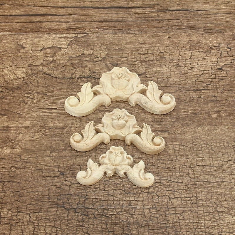 Floral Carved Woodcarving Decal Corner Applique Wooden Furniture Room Wall Decorations Image 6