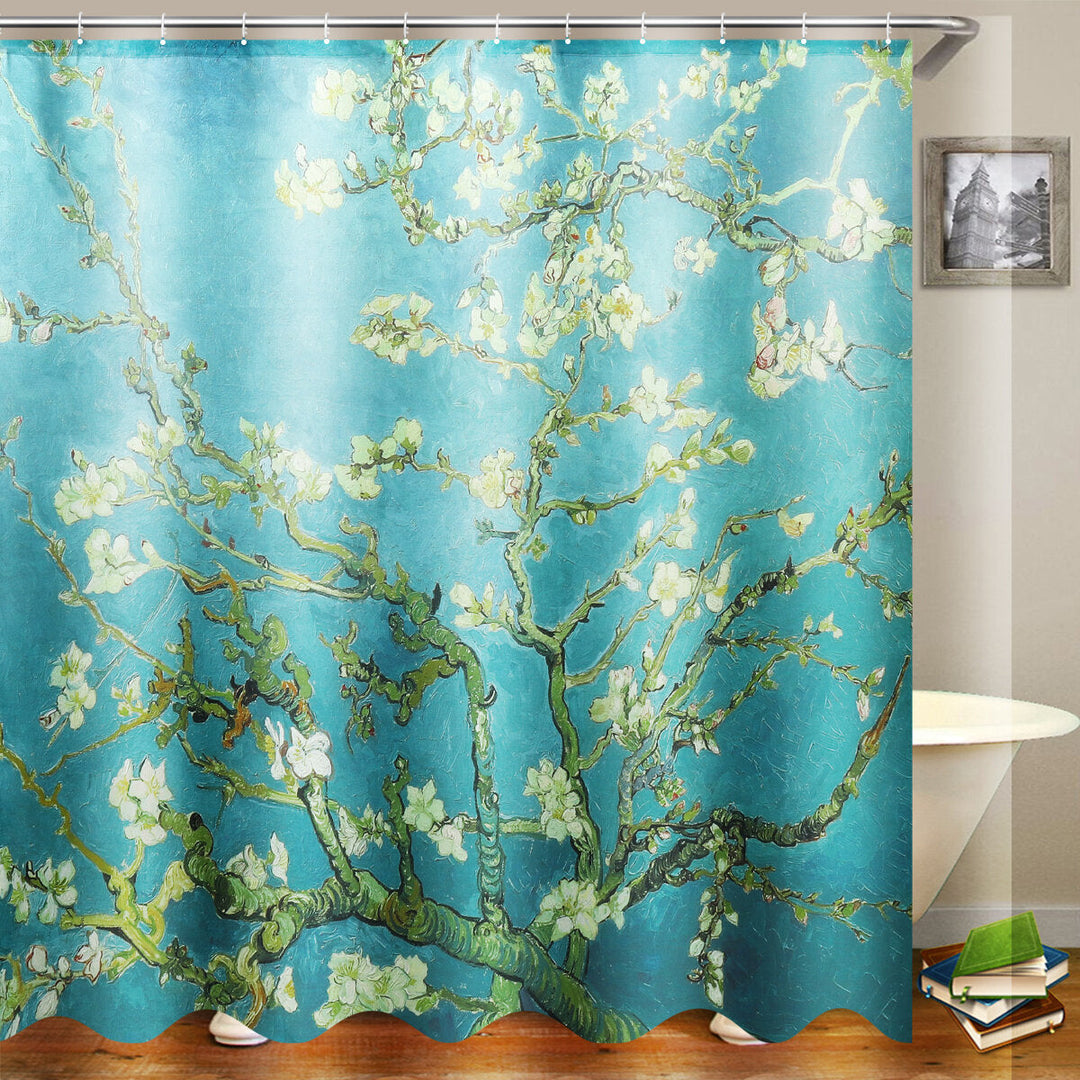 Flower Waterproof Shower Curtain Waterproof Polyester Fabric Bathroom Curtains for 12 Hooks Image 3