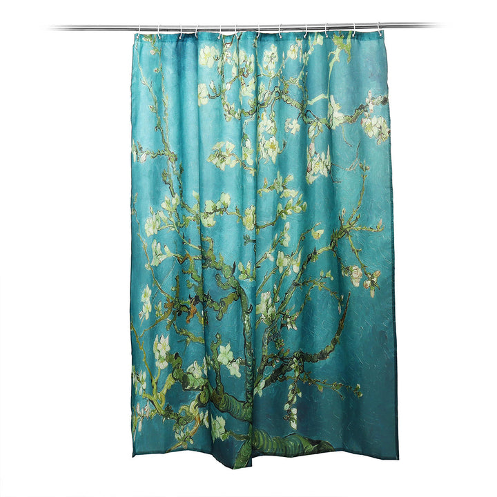 Flower Waterproof Shower Curtain Waterproof Polyester Fabric Bathroom Curtains for 12 Hooks Image 6