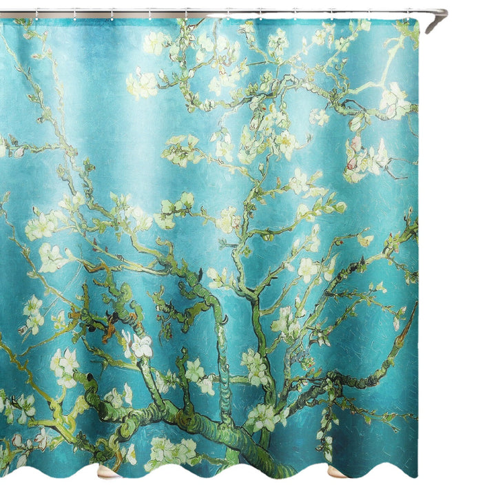 Flower Waterproof Shower Curtain Waterproof Polyester Fabric Bathroom Curtains for 12 Hooks Image 10