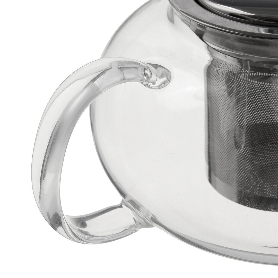 Glass Teapot 600-1000ML Coffee Tea Pot With Stainless Steel Glass Filter Infuser Image 2