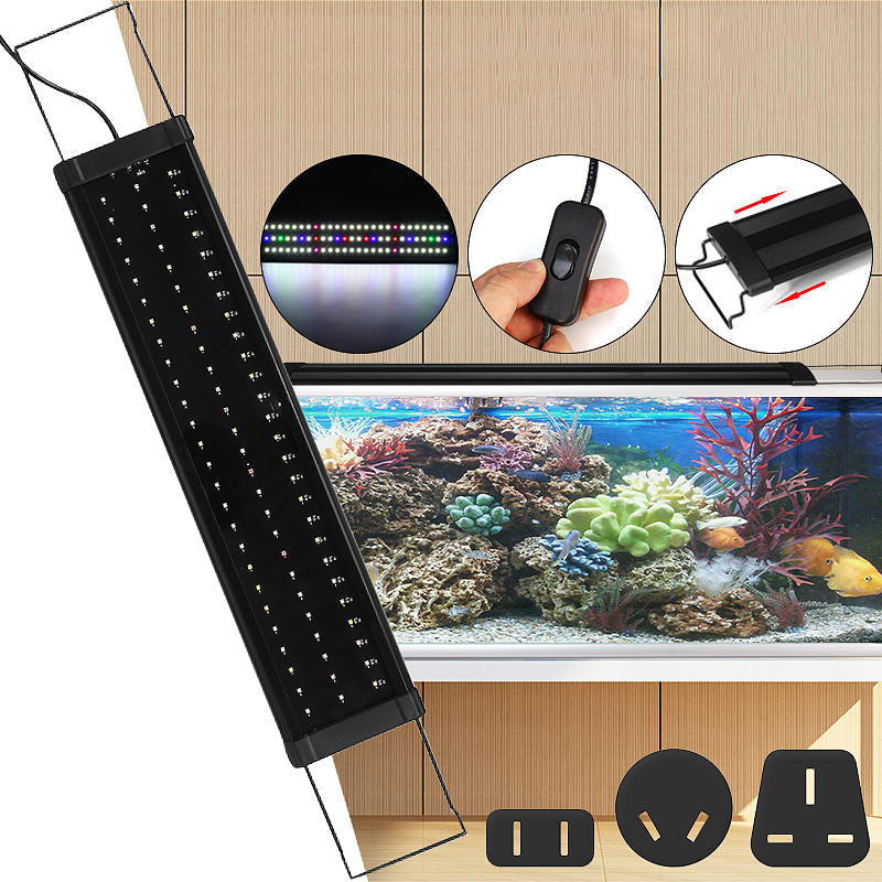 For 65-70CM RGB 78LED Aquarium Fish Tank Light Aquarium Light Extendable Brackets US/AU/UK Image 5