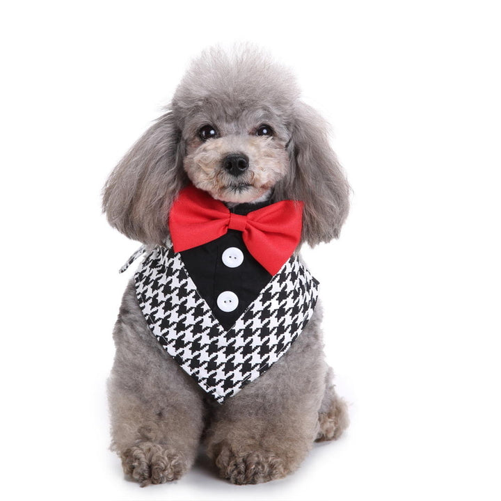 Formal Dog Bow Ties Tuxedo Bandana Collar with Bowtie Adjustable Neckerchief for Party DTTT Image 1