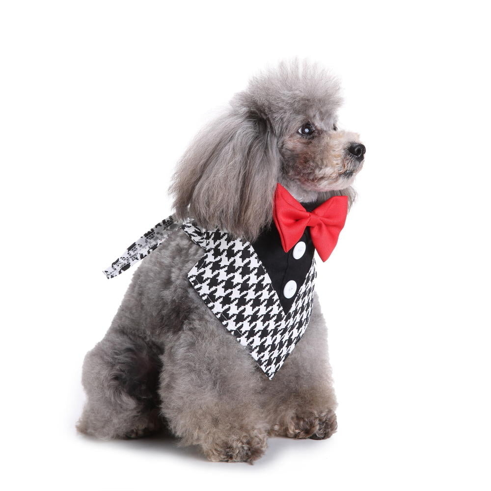 Formal Dog Bow Ties Tuxedo Bandana Collar with Bowtie Adjustable Neckerchief for Party DTTT Image 2