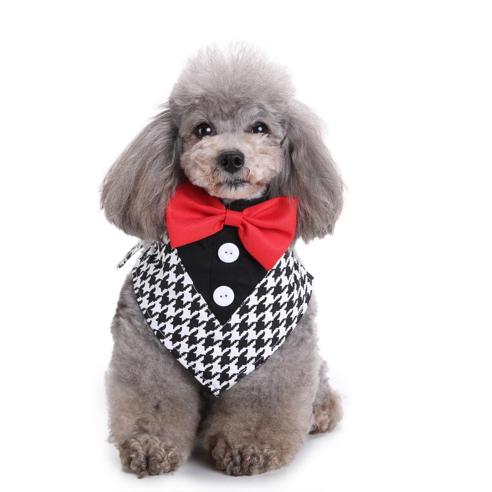 Formal Dog Bow Ties Tuxedo Bandana Collar with Bowtie Adjustable Neckerchief for Party Image 1