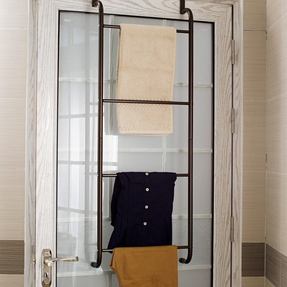 Four Layers of Hooks Behind The Door Towel Bar Towel Rack No Perforation No Trace Bathroom Shelf Hanger Rack Storage Image 2