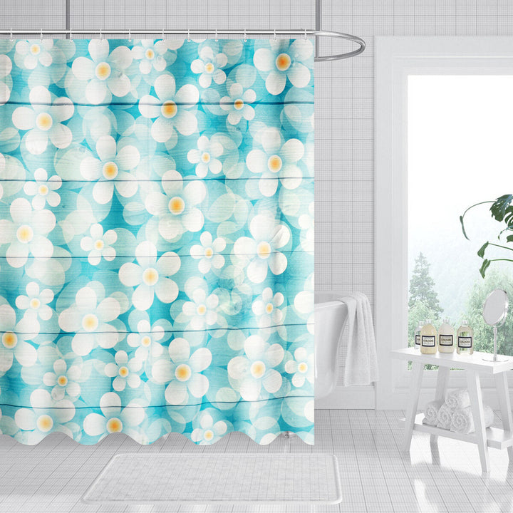 Freehand Small Flower Shower Curtain Set Wear-resistant Toilet Seat Cushion Toilet Lid Cover Bath Mat Set Image 4