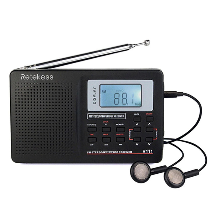 Full Band Radio FM MW SW Stereo Station Receiver Portable Clock Alarm Image 1