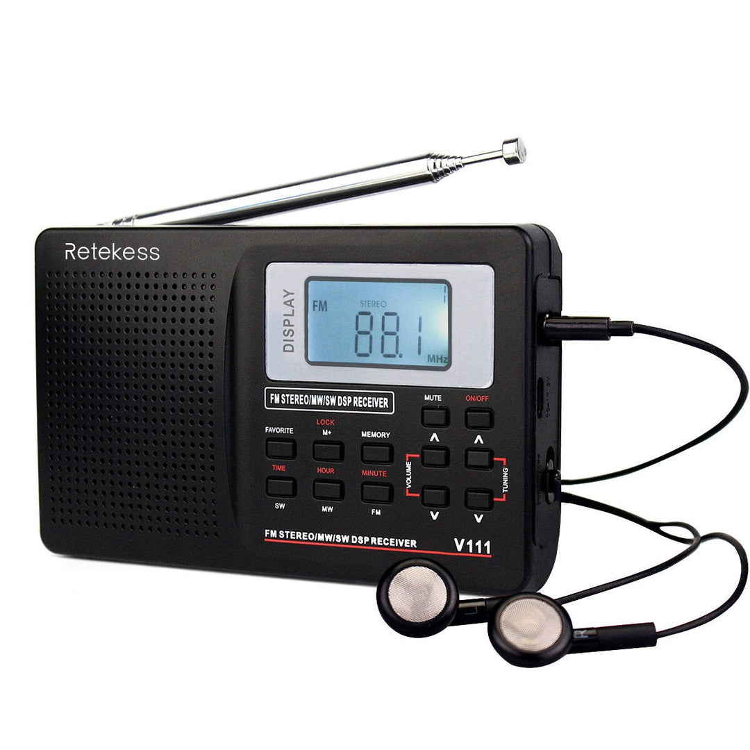 Full Band Radio FM MW SW Stereo Station Receiver Portable Clock Alarm Image 2