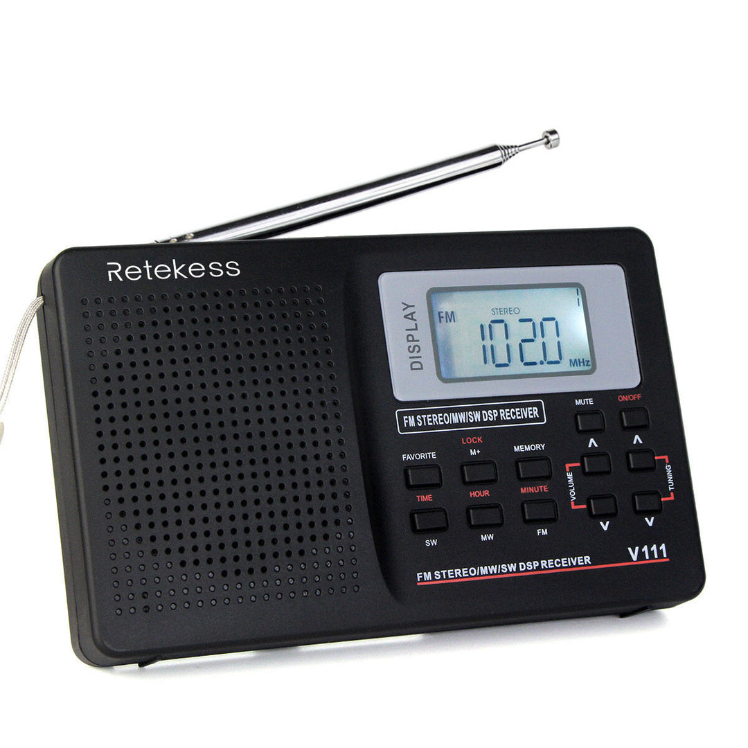 Full Band Radio FM MW SW Stereo Station Receiver Portable Clock Alarm Image 3