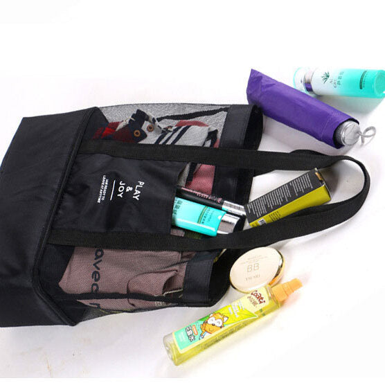 Handheld Lunch Bag Insulated Cooler Picnic Bag Mesh Beach Tote Bag Food Drink Storage DTTT Image 2