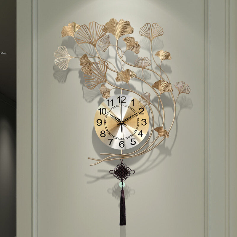 Ginkgo Leaf Clock Wall Clock Living Room Home Fashion Personality Creative Wall Clock Modern Minimalist Decoration Image 2