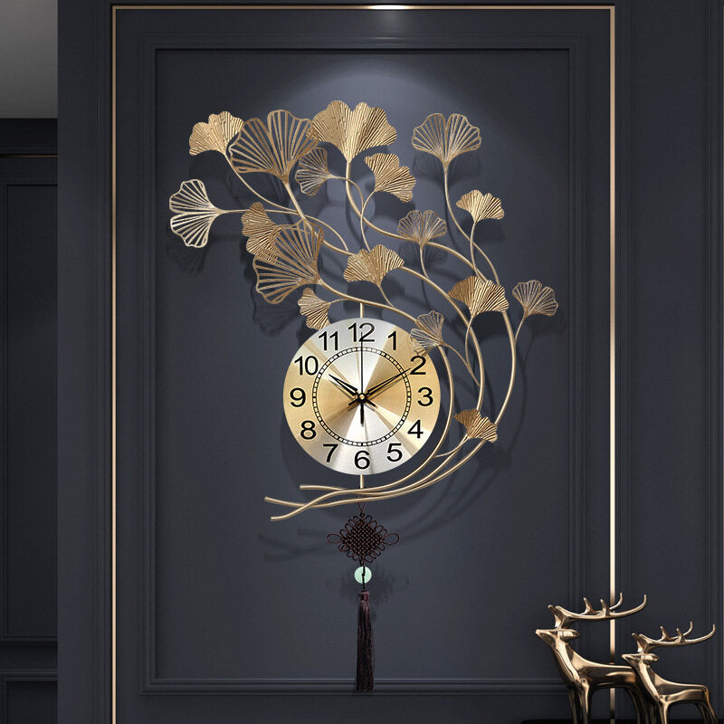 Ginkgo Leaf Clock Wall Clock Living Room Home Fashion Personality Creative Wall Clock Modern Minimalist Decoration Image 4