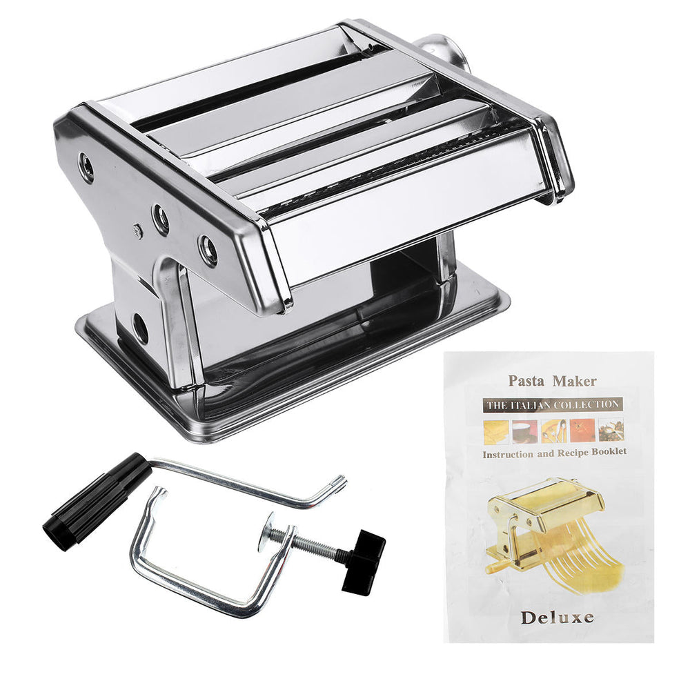 Fresh Pasta Maker Roller Machine Dough Making Noodle Maker Home Stainless Steel Tools Kit Black Handle Image 2