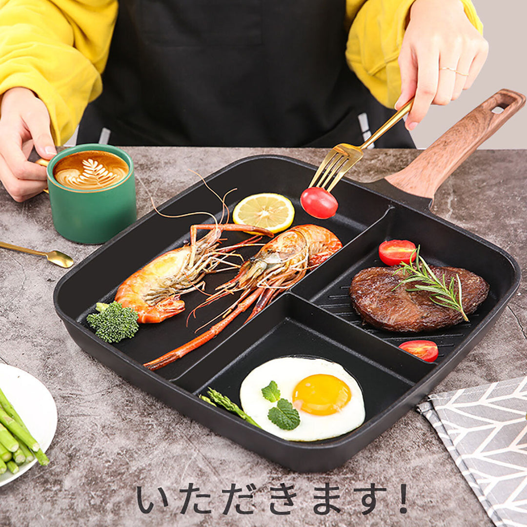 Frying Pan Aluminum Alloy Griddle Grill Non Stick Skillet Cooking Fry Square BBQ Image 5