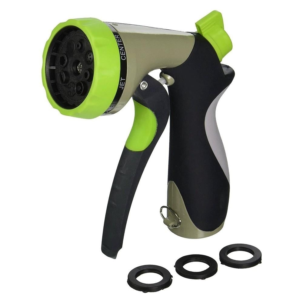 Garden Hose Nozzle 8 Patterns High Pressure for Outdoor Watering Plants, Lawns, Car Washing and Pets Showering Image 1