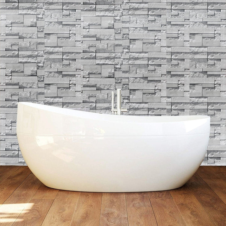 Gray Wallpaper Sticker Wall Cloth Self-Adhesive Waterproof Pvc Retro Brick Pattern Stone Decoration Image 5