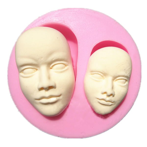 Human Face Silicone Fondant Mold Chocolate Polymer Clay Mould Image 1