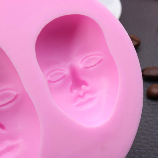 Human Face Silicone Fondant Mold Chocolate Polymer Clay Mould Image 3