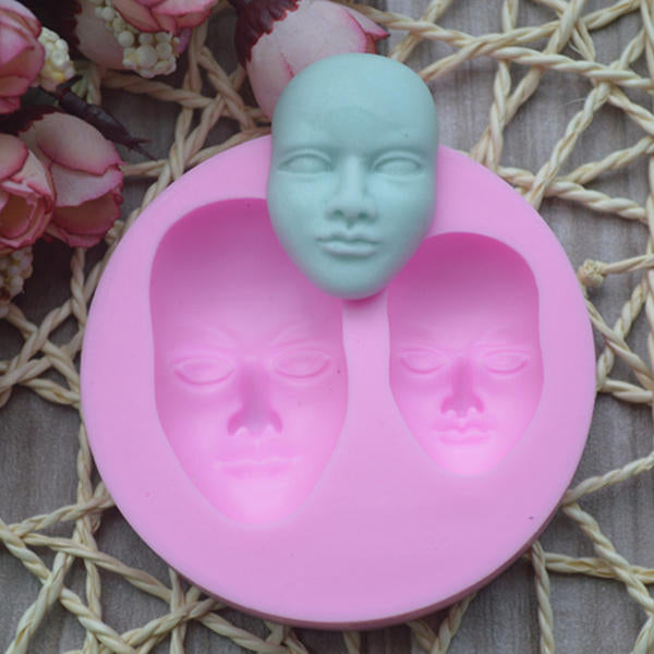 Human Face Silicone Fondant Mold Chocolate Polymer Clay Mould Image 6