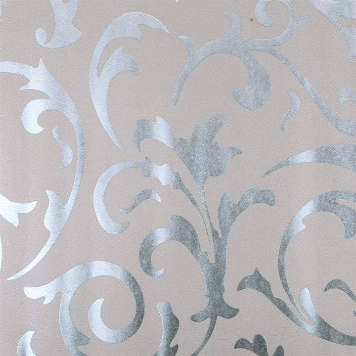 fine Victorian Damask Non-woven Texture Wallpaper Material Silver Gray Image 1