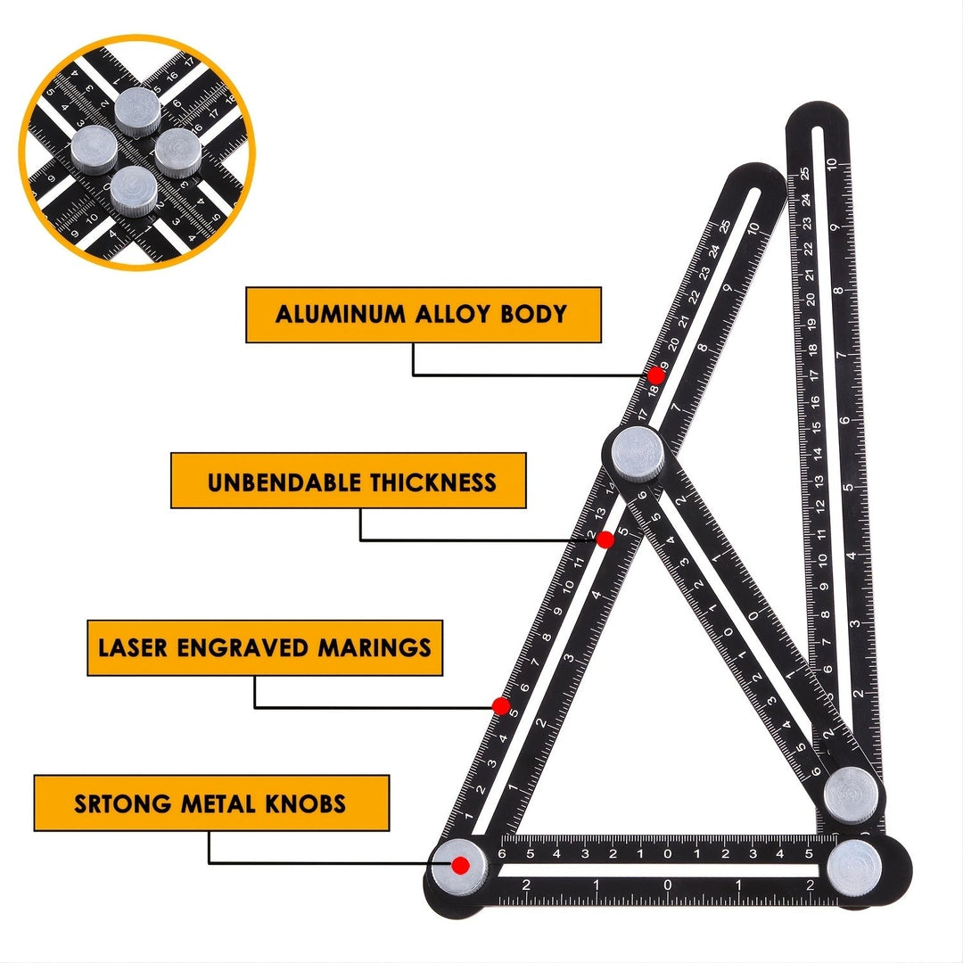 Heavy Duty Aluminum Angle Finder Multi Measuring Ruler For Craftsman Construction Image 2